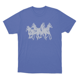 Horses Silhouette Unisex T Shirt Blue