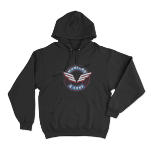 Wing Emblem Print Unisex Hoodie Black 1